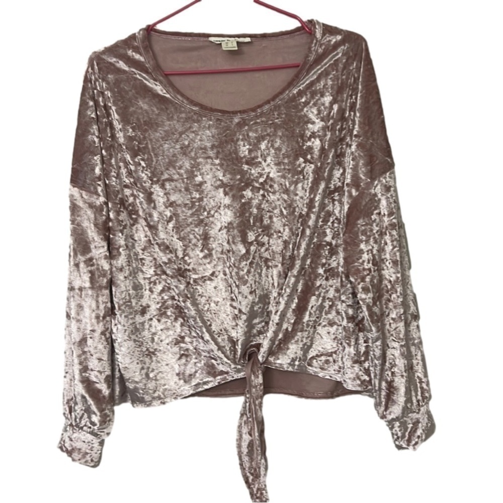 Urban Heritage Tie Front Velvet Top